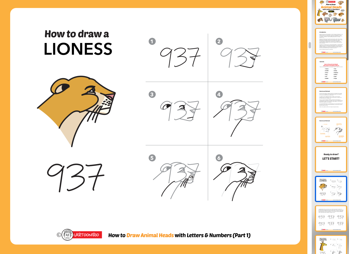 How to Draw Animal Heads with Letters and Numbers Part 1